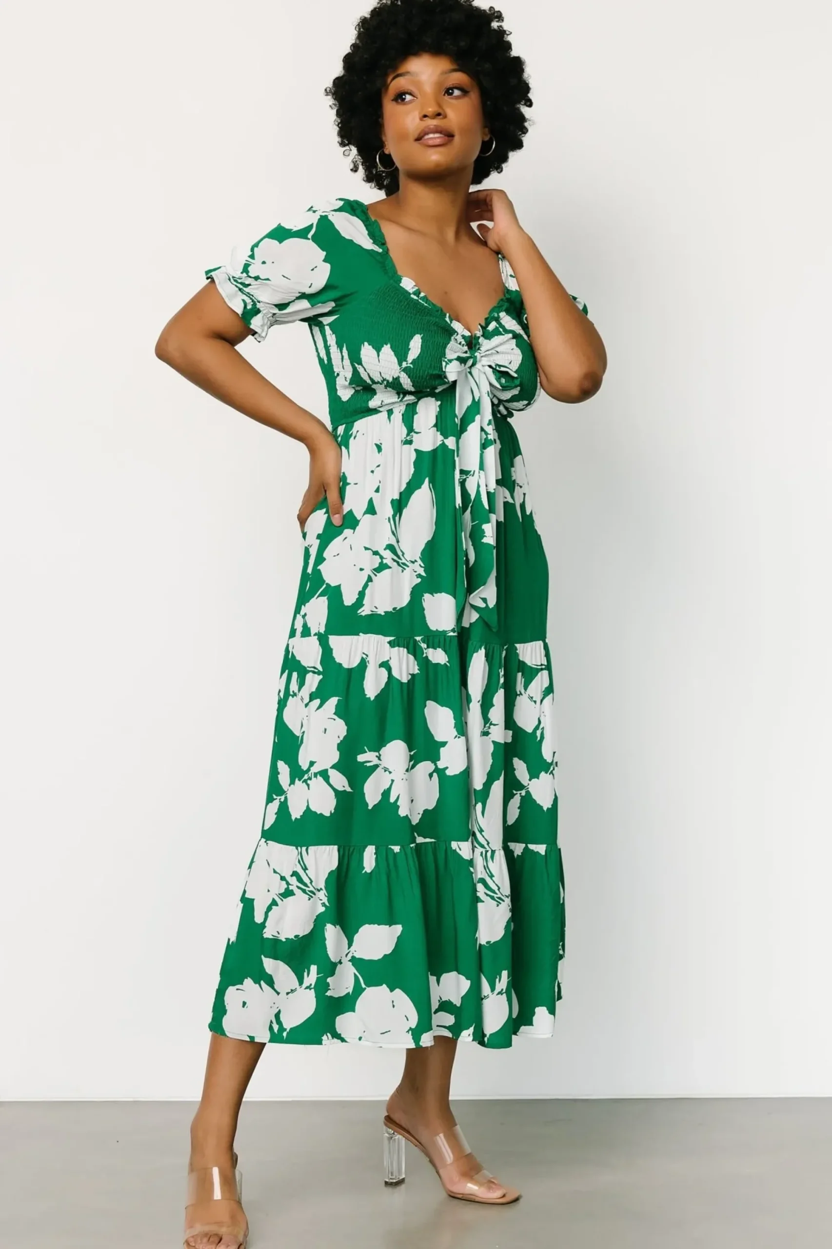 New Baltic Born Kelley Smocked Maxi Dress | Green + White