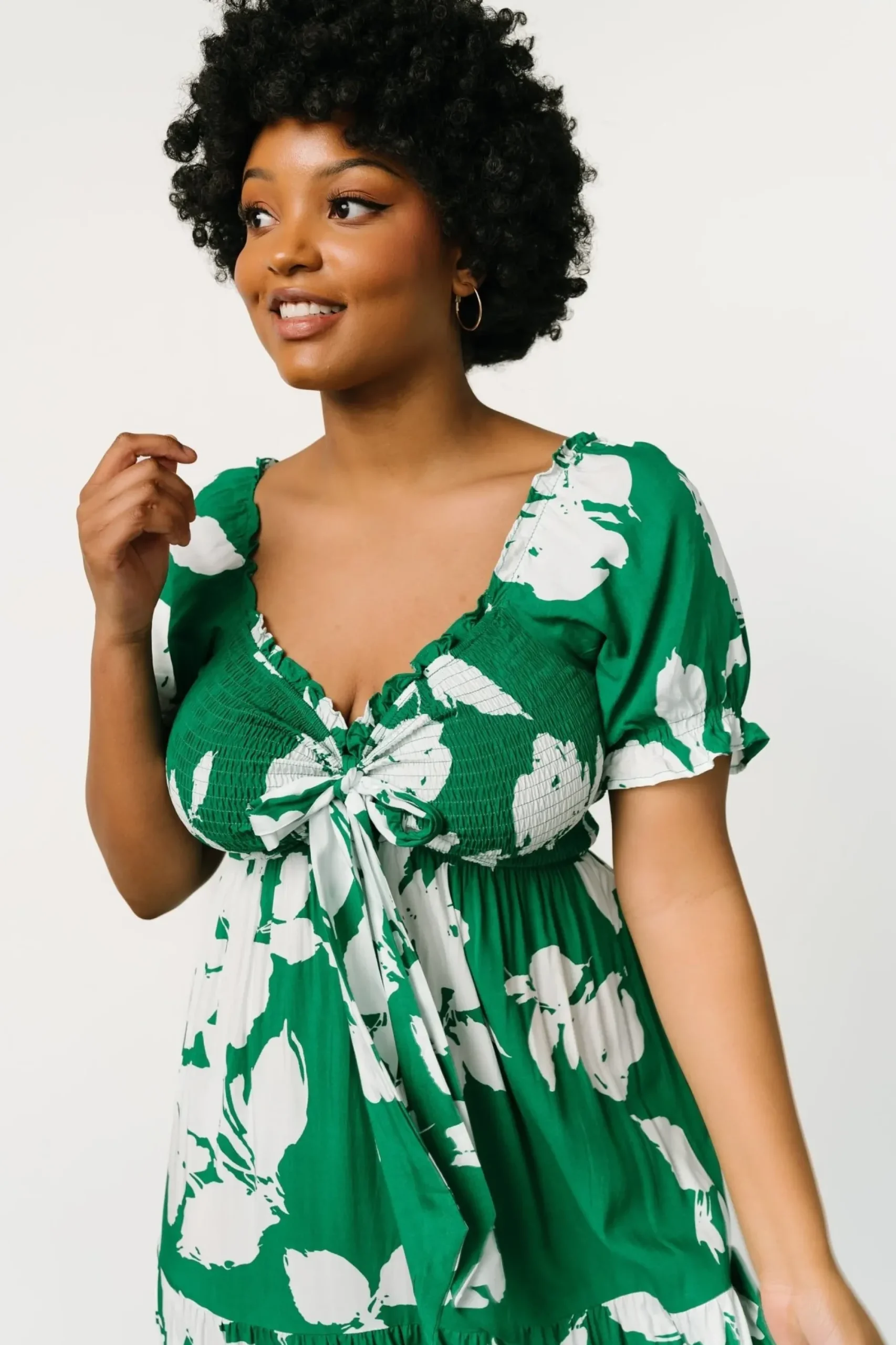 New Baltic Born Kelley Smocked Maxi Dress | Green + White