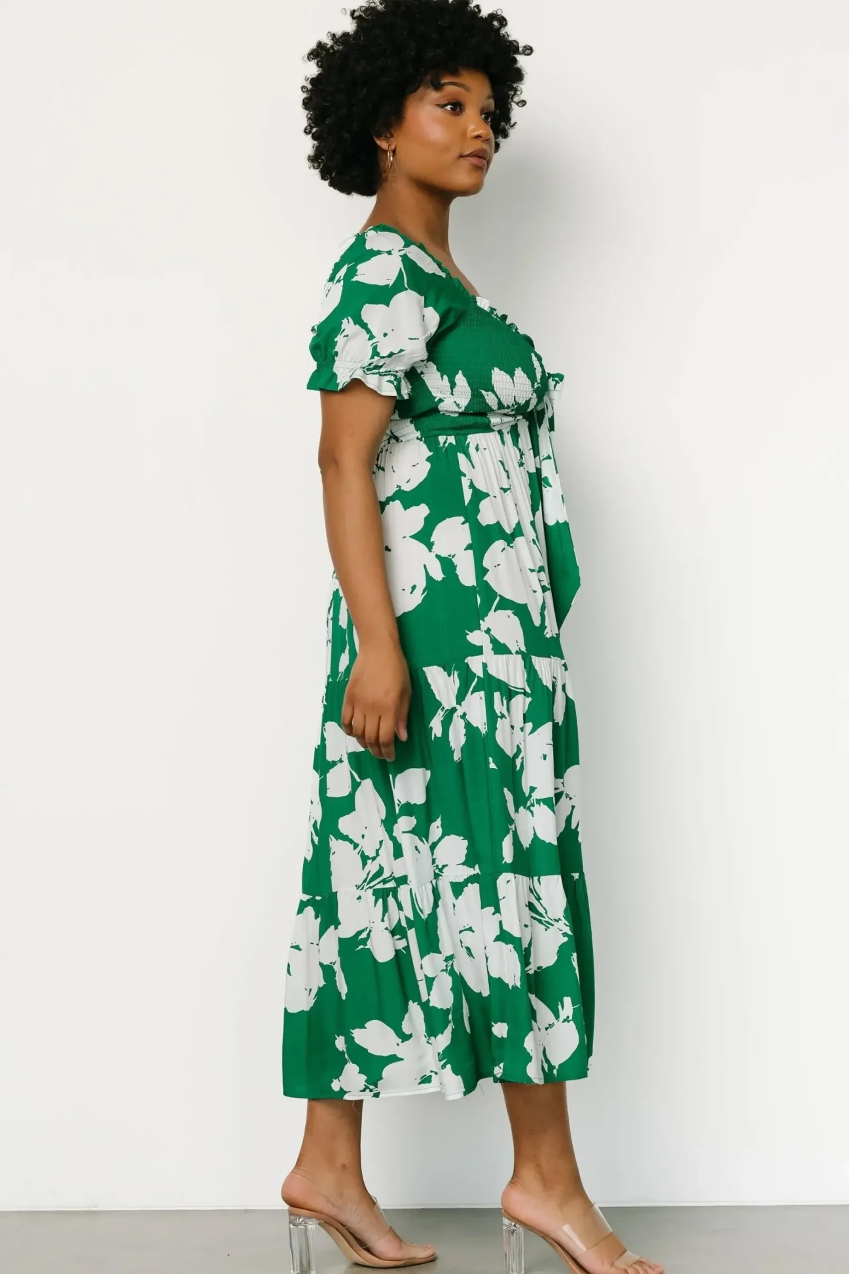 New Baltic Born Kelley Smocked Maxi Dress | Green + White