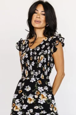 Best Baltic Born Kenna Smocked Midi Dress | Black Floral