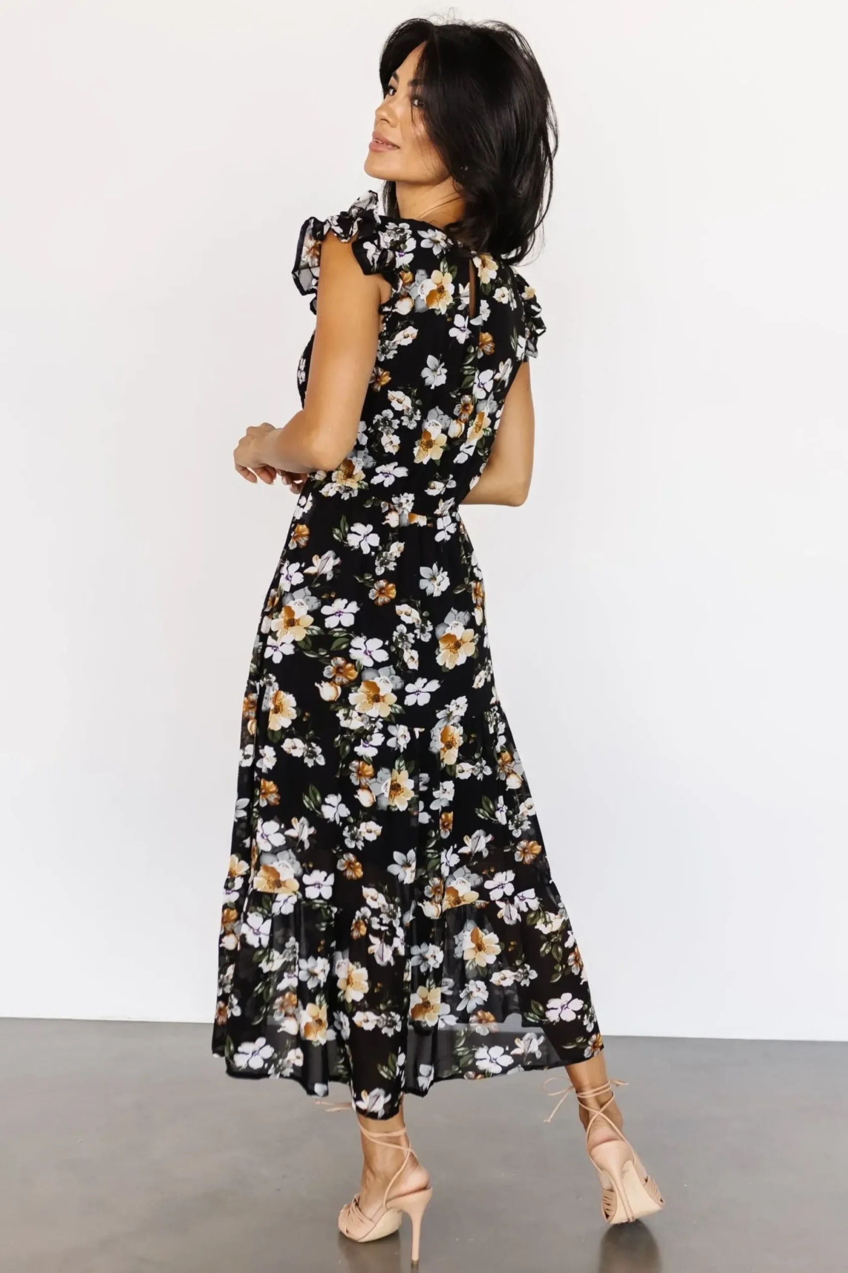 Best Baltic Born Kenna Smocked Midi Dress | Black Floral