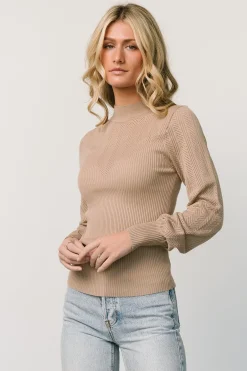 Hot Baltic Born Kenzie Pointelle Sweater Top | Taupe