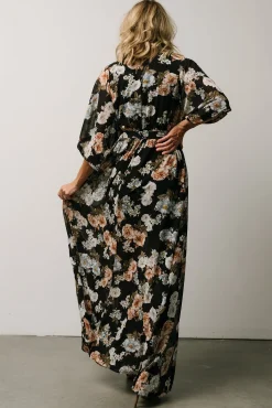 Fashion Baltic Born Kia Kimono Maxi Dress | Black Floral