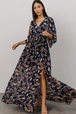 Hot Baltic Born Kia Kimono Maxi Dress | Dark Blue Floral