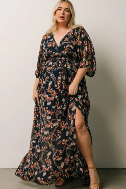 Hot Baltic Born Kia Kimono Maxi Dress | Dark Blue Floral