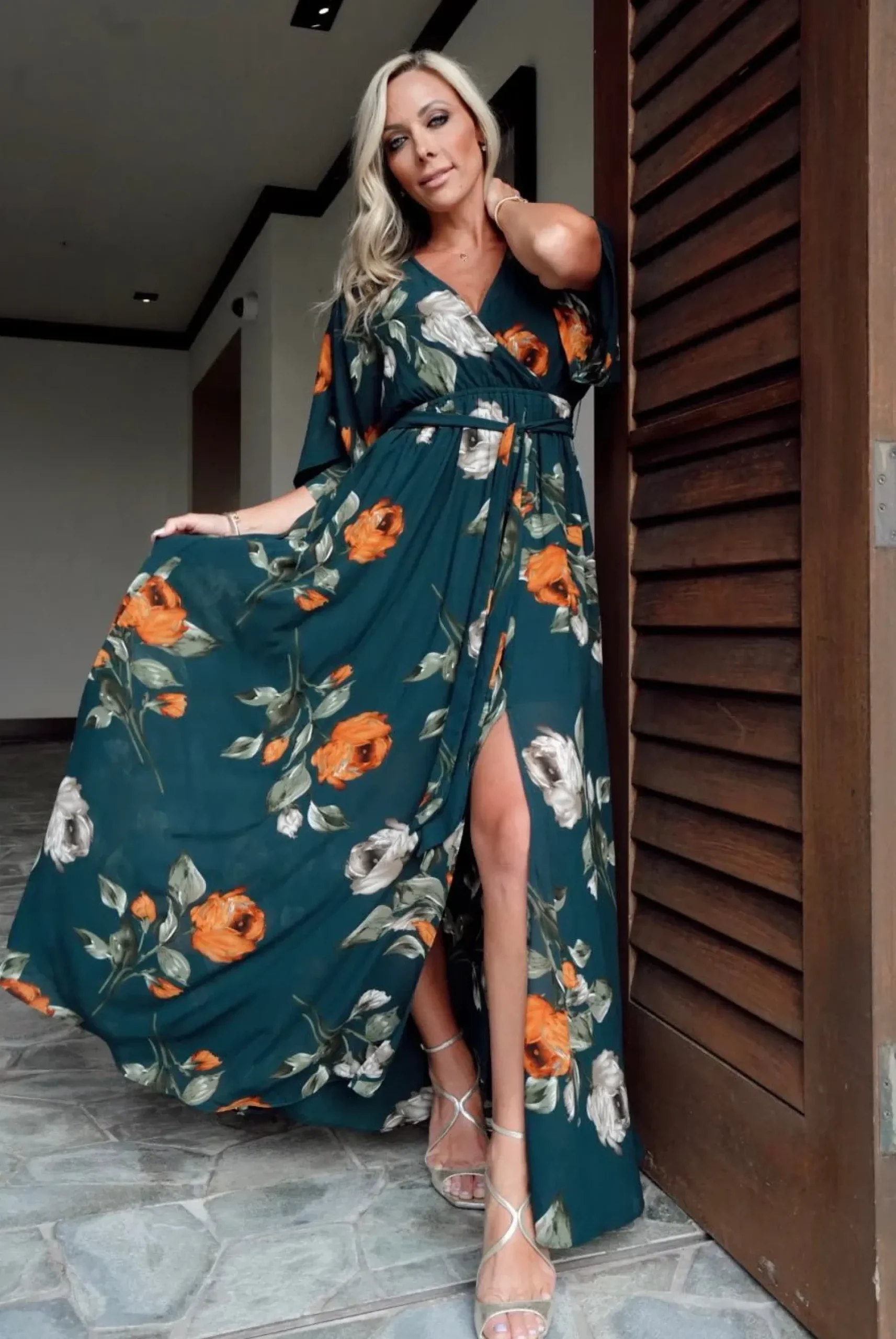 Sale Baltic Born Kia Kimono Maxi Dress | Deep Topaz Floral