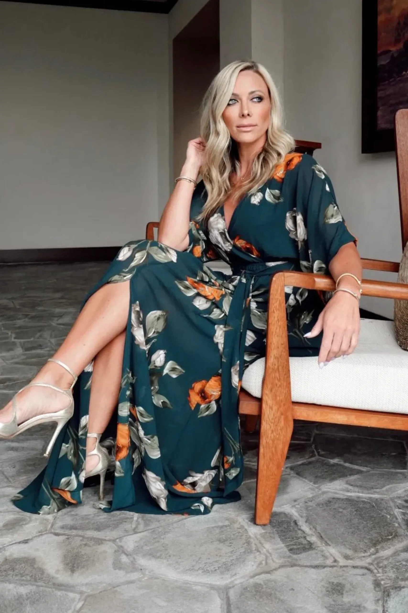 Sale Baltic Born Kia Kimono Maxi Dress | Deep Topaz Floral