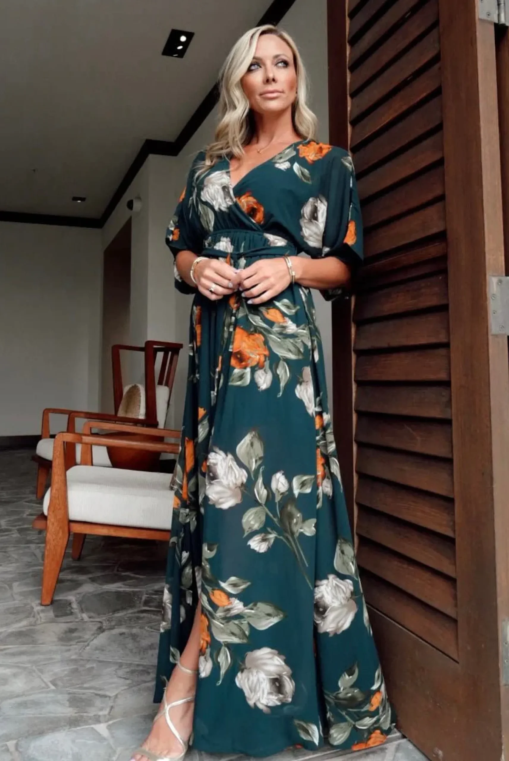 Sale Baltic Born Kia Kimono Maxi Dress | Deep Topaz Floral