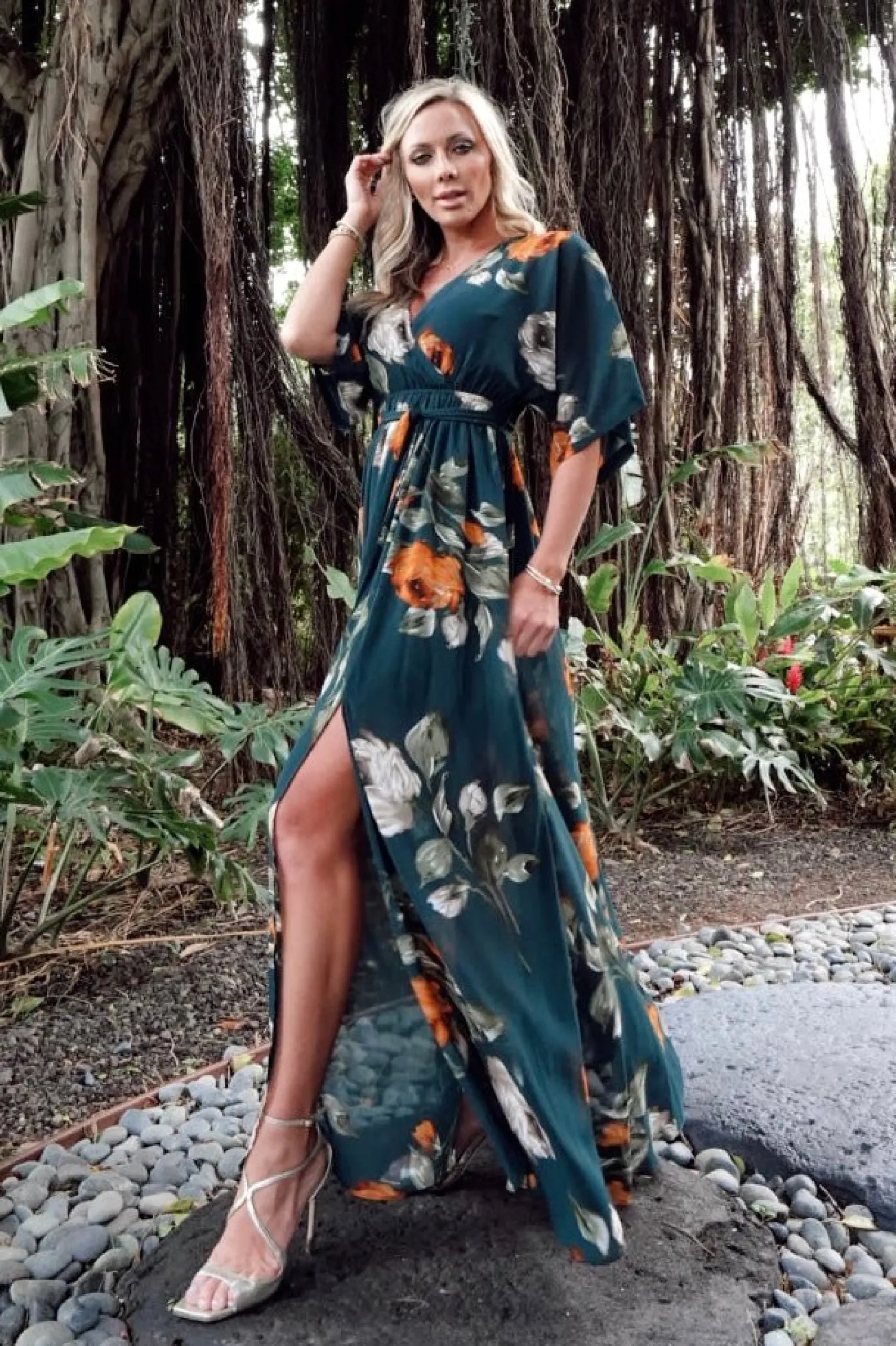 Sale Baltic Born Kia Kimono Maxi Dress | Deep Topaz Floral
