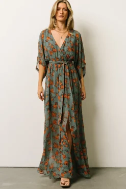 Fashion Baltic Born Kia Kimono Maxi Dress | Dusty Blue Floral