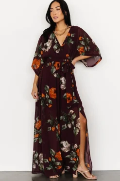 Online Baltic Born Kia Kimono Maxi Dress | Eggplant Floral
