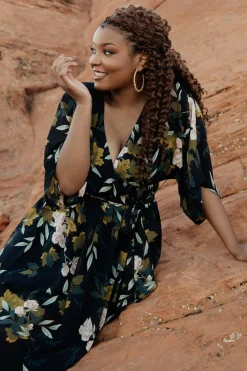 Hot Baltic Born Kia Kimono Maxi Dress | Navy Floral