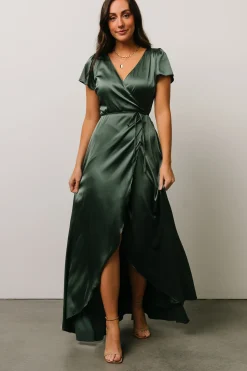 Discount Baltic Born Krystal Satin Wrap Gown | Winter Green