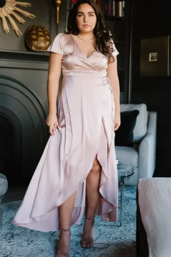 Clearance Baltic Born Krystal Satin Wrap Gown | Champagne