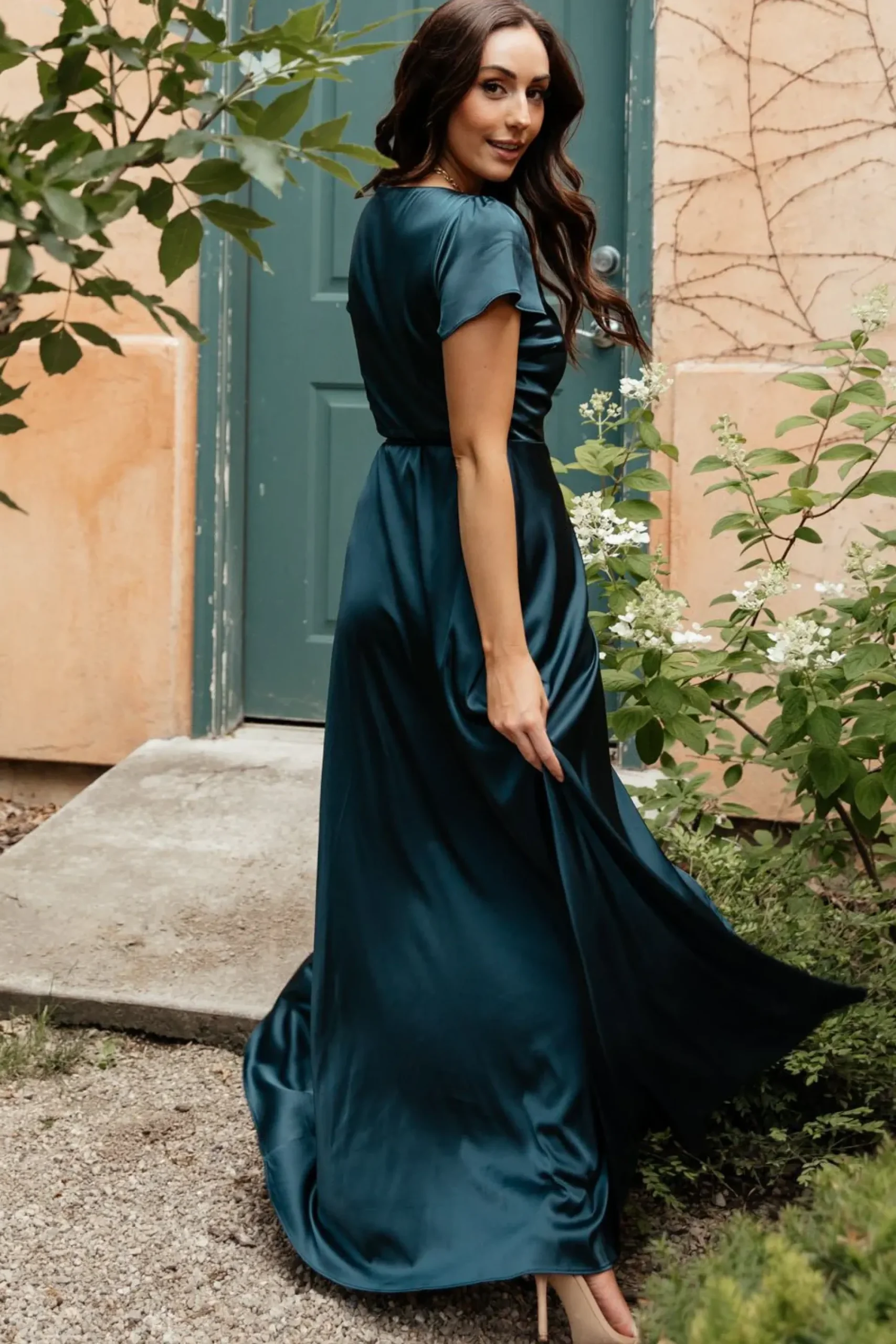 Online Baltic Born Krystal Satin Wrap Gown | Deep Blue