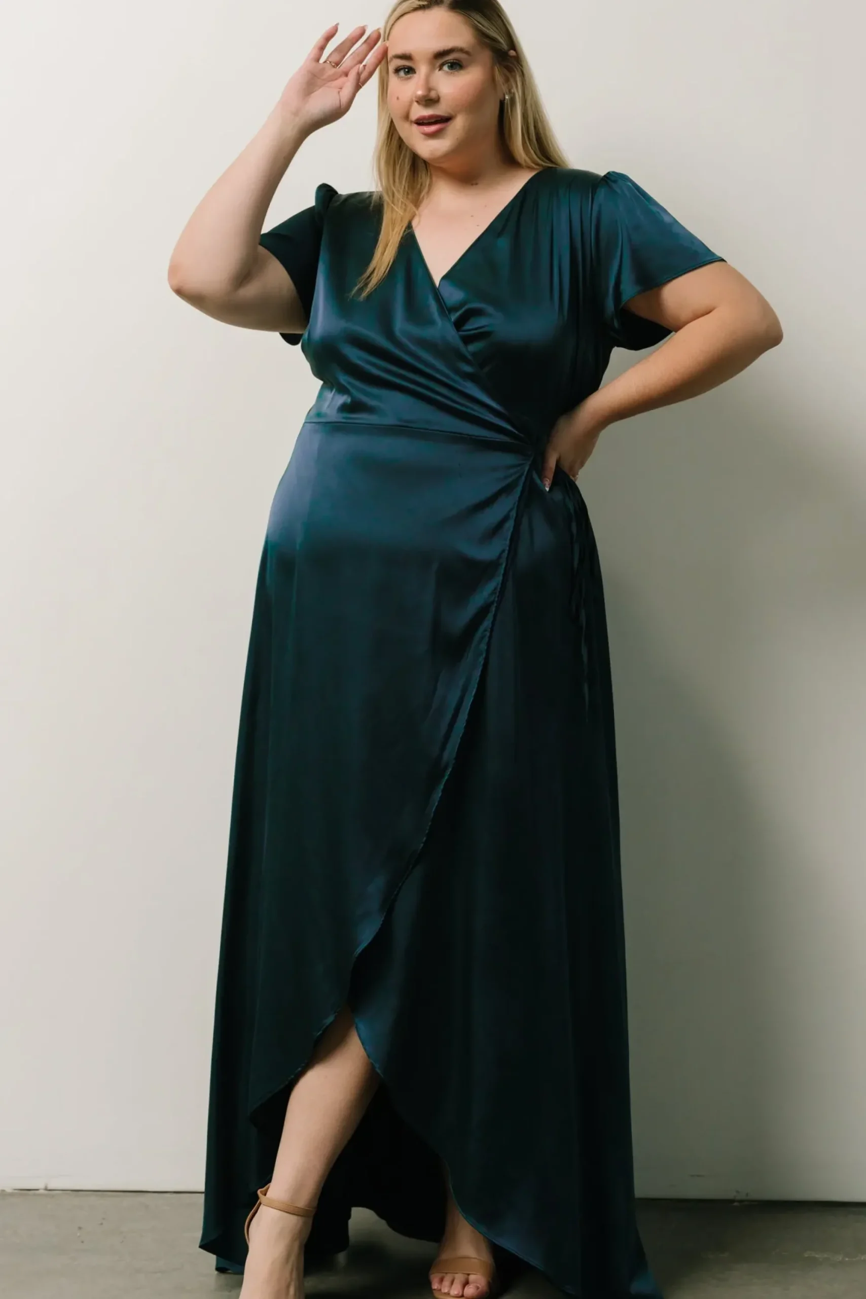 Online Baltic Born Krystal Satin Wrap Gown | Deep Blue