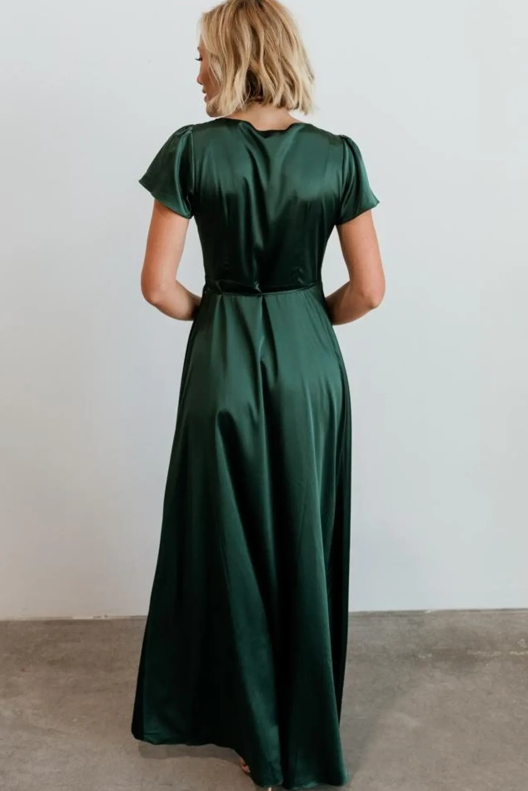 New Baltic Born Krystal Satin Wrap Gown | Green