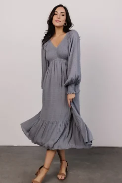 Best Baltic Born Lainey Smocked Dotted Midi Dress | Dusty Blue