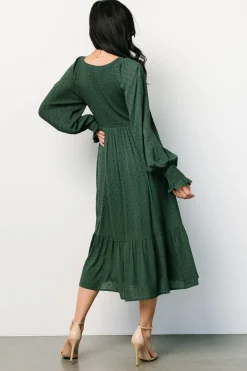Sale Baltic Born Lainey Smocked Dotted Midi Dress | Evergreen