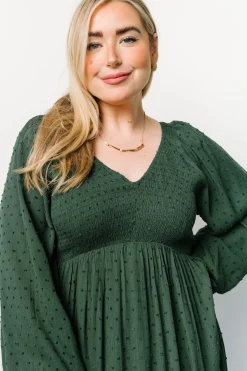 Sale Baltic Born Lainey Smocked Dotted Midi Dress | Evergreen