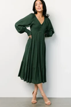 Sale Baltic Born Lainey Smocked Dotted Midi Dress | Evergreen