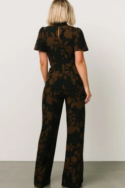 New Baltic Born Langham Mock Neck Jumpsuit | Espresso Print