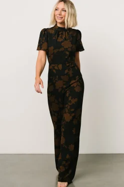 New Baltic Born Langham Mock Neck Jumpsuit | Espresso Print