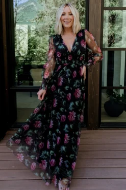 Fashion Baltic Born Layla Tulle Maxi Dress | Black Multi