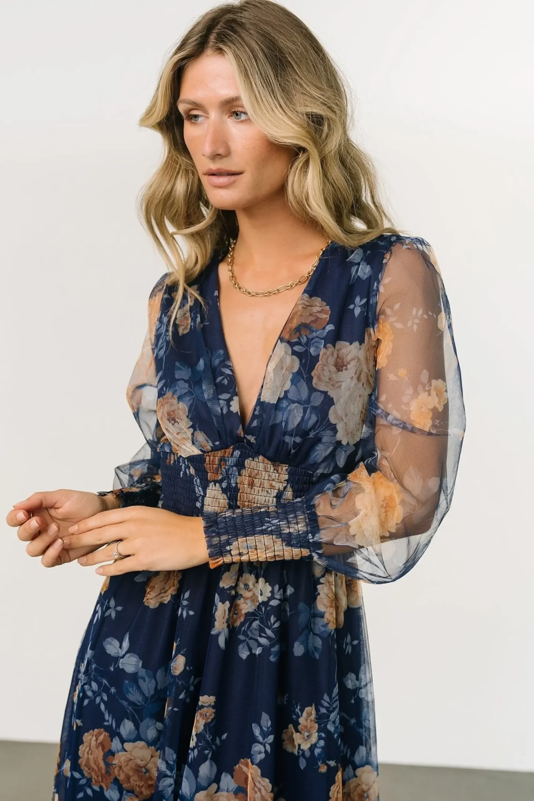 Fashion Baltic Born Layla Tulle Maxi Dress | Blue + Golden Floral