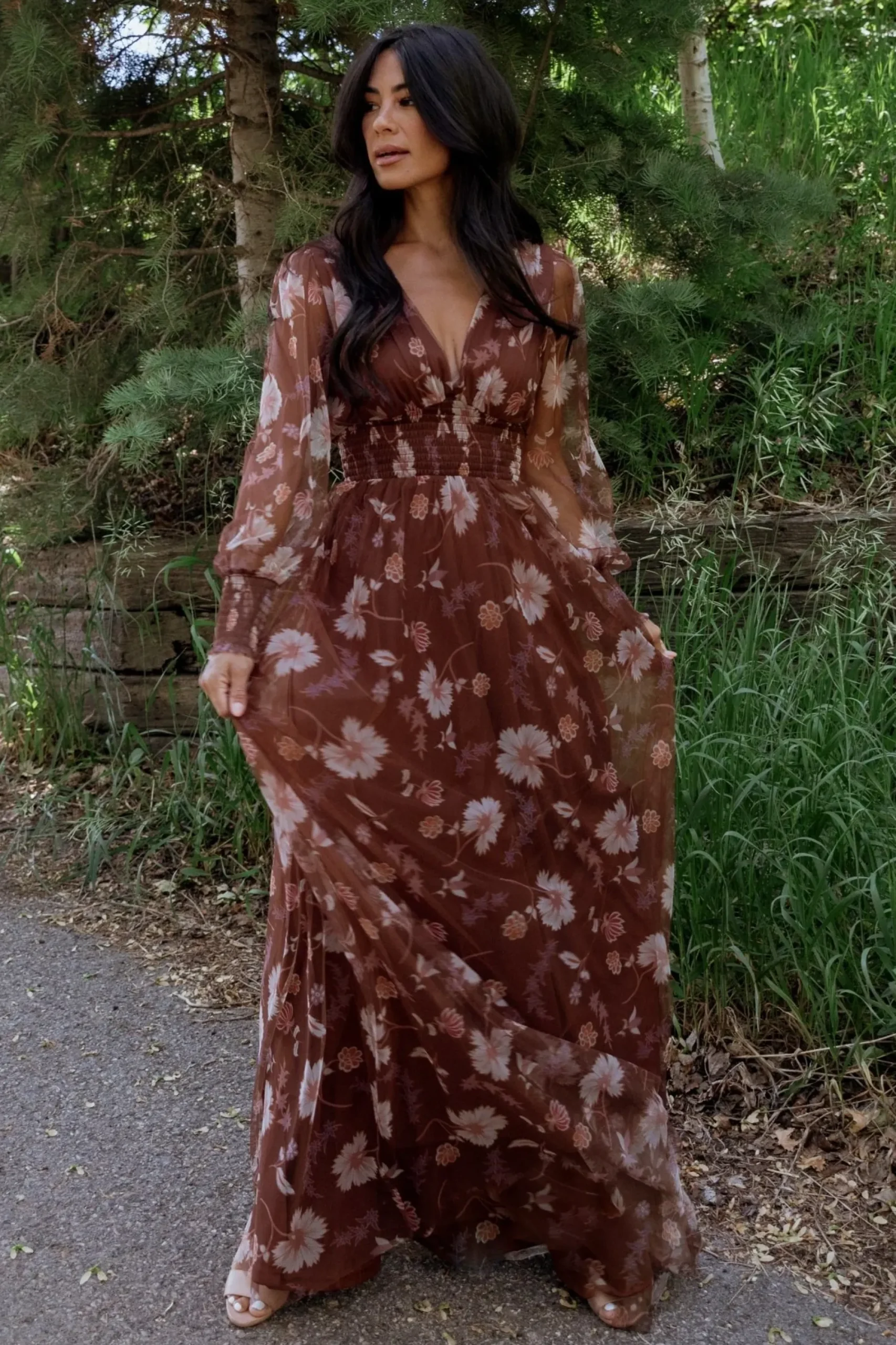 Sale Baltic Born Layla Tulle Maxi Dress | Chestnut Floral