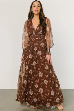 Sale Baltic Born Layla Tulle Maxi Dress | Chestnut Floral