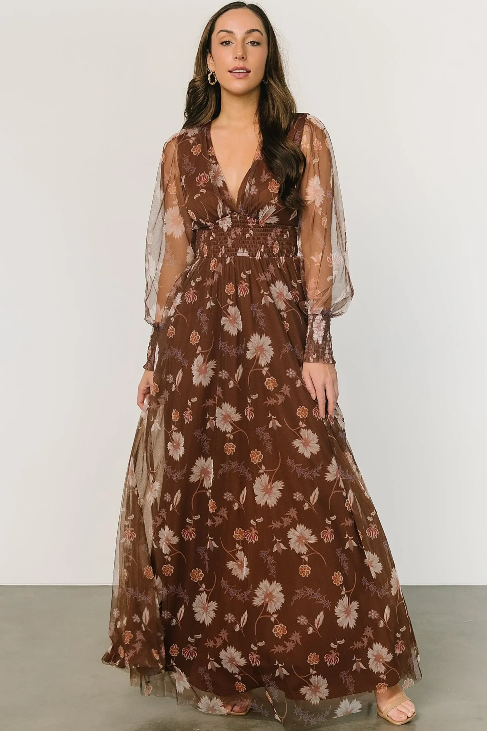 Sale Baltic Born Layla Tulle Maxi Dress | Chestnut Floral