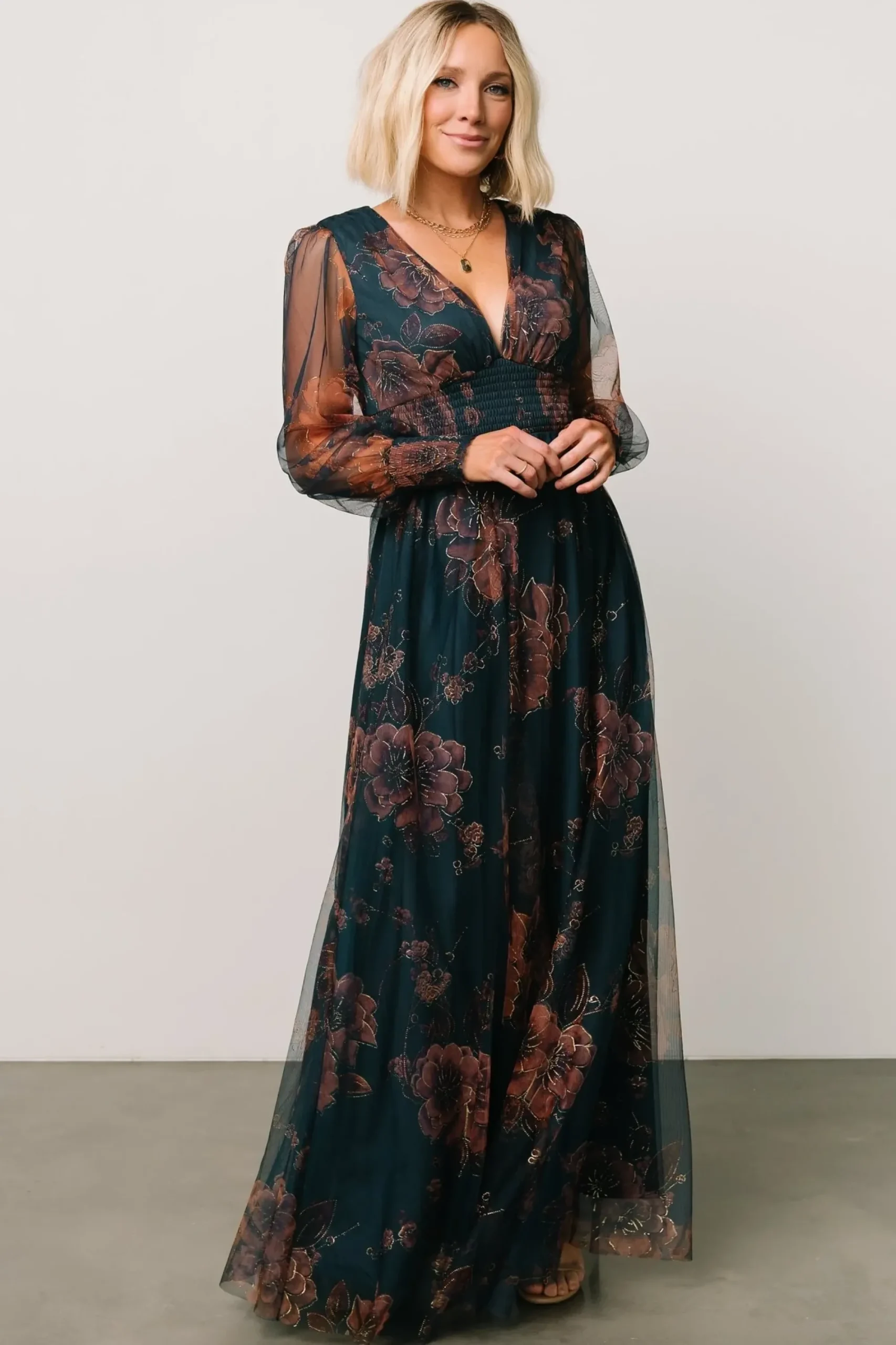 Clearance Baltic Born Layla Tulle Maxi Dress | Copper + Blue Metallic