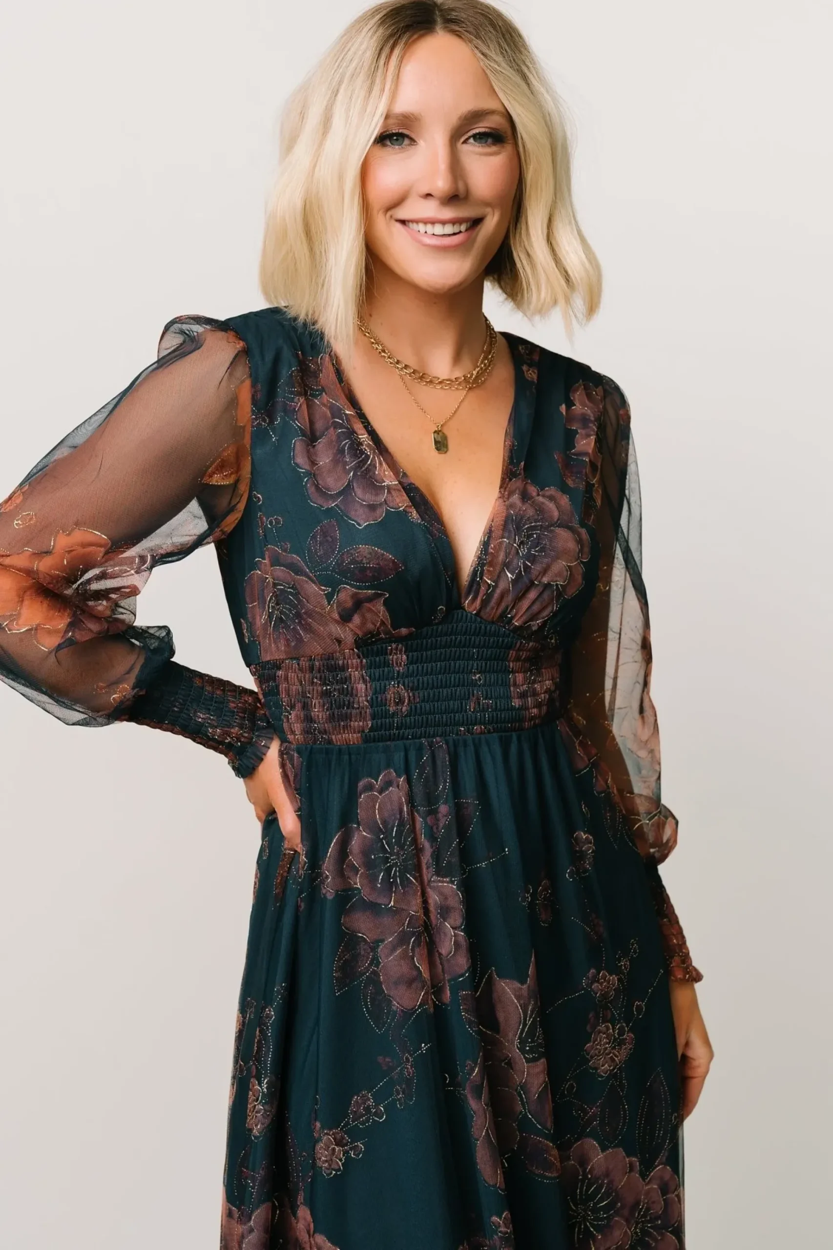 Clearance Baltic Born Layla Tulle Maxi Dress | Copper + Blue Metallic