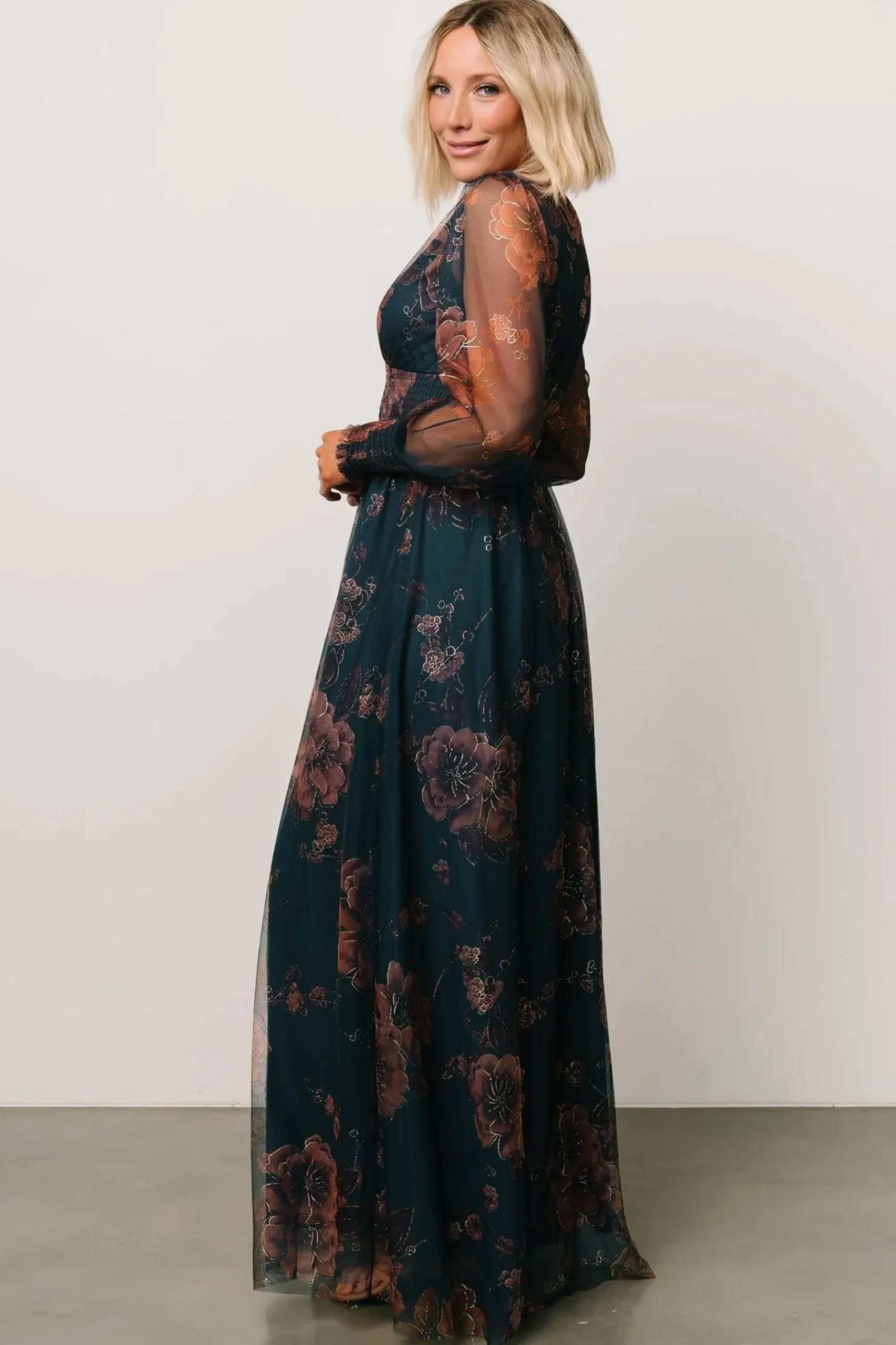 Clearance Baltic Born Layla Tulle Maxi Dress | Copper + Blue Metallic