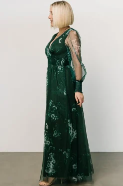 Hot Baltic Born Layla Tulle Maxi Dress | Dark Green Multi