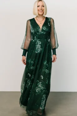 Hot Baltic Born Layla Tulle Maxi Dress | Dark Green Multi
