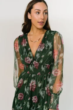 Fashion Baltic Born Layla Tulle Maxi Dress | Green + Pink Floral