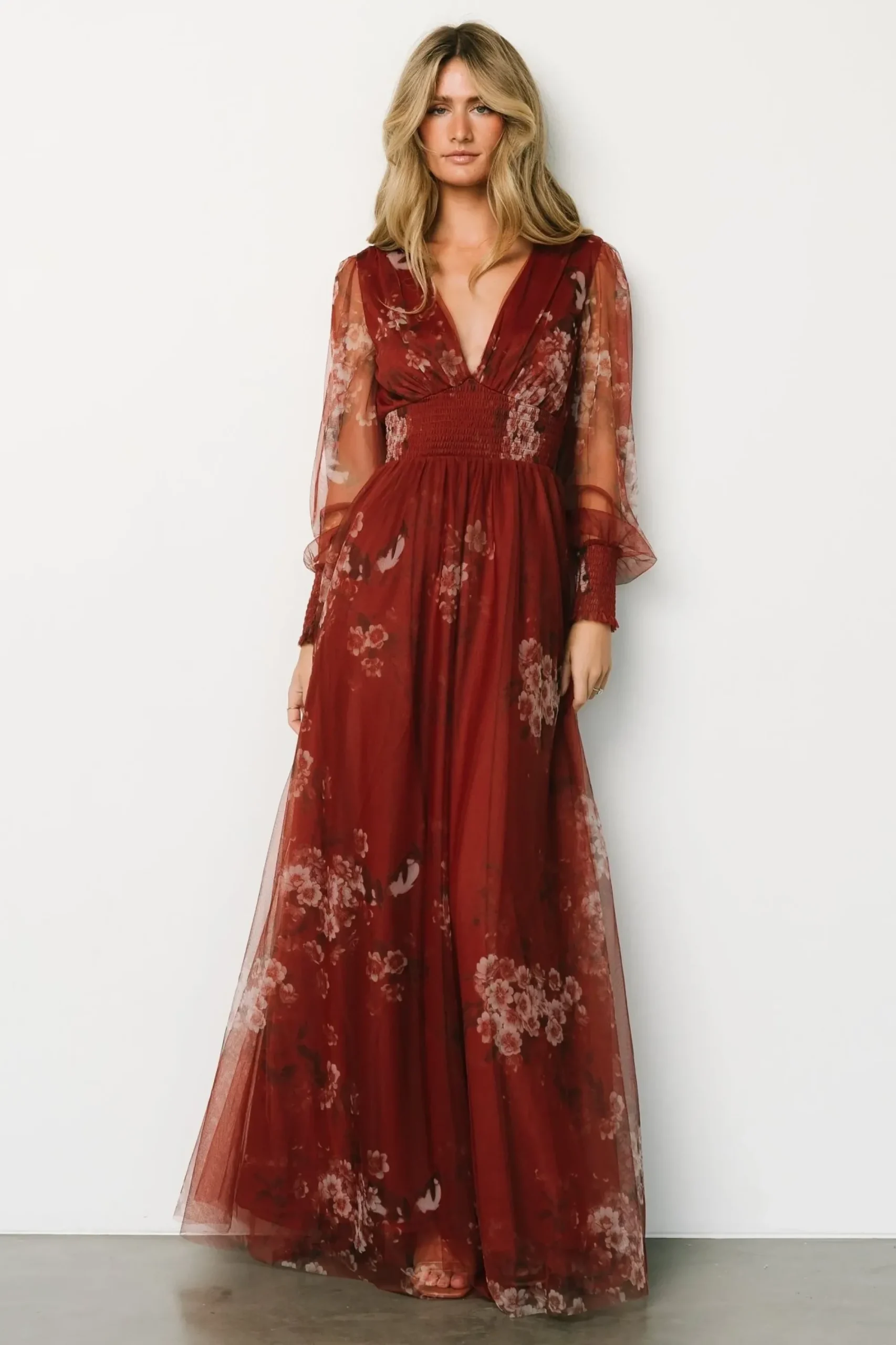 Clearance Baltic Born Layla Tulle Maxi Dress | Rust Floral