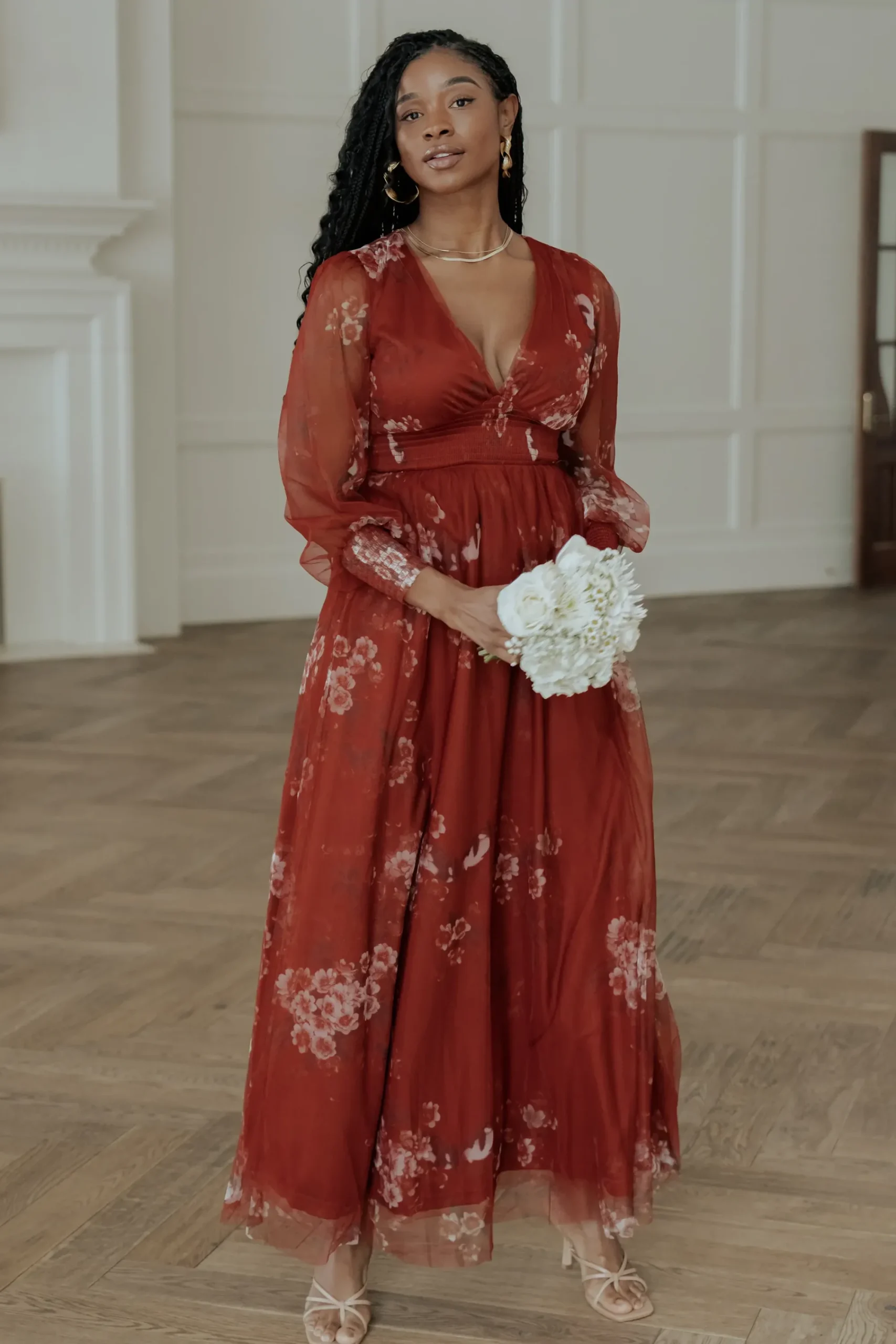 Clearance Baltic Born Layla Tulle Maxi Dress | Rust Floral