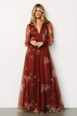 Clearance Baltic Born Layla Tulle Maxi Dress | Rust Floral