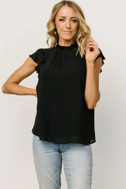 New Baltic Born Leah Mock Neck Top | Black