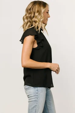 New Baltic Born Leah Mock Neck Top | Black