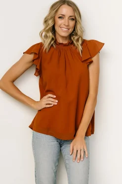 Sale Baltic Born Leah Mock Neck Top | Spice