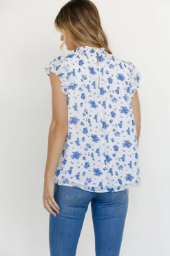 Online Baltic Born Leah Mock Neck Top | White + Blue Floral