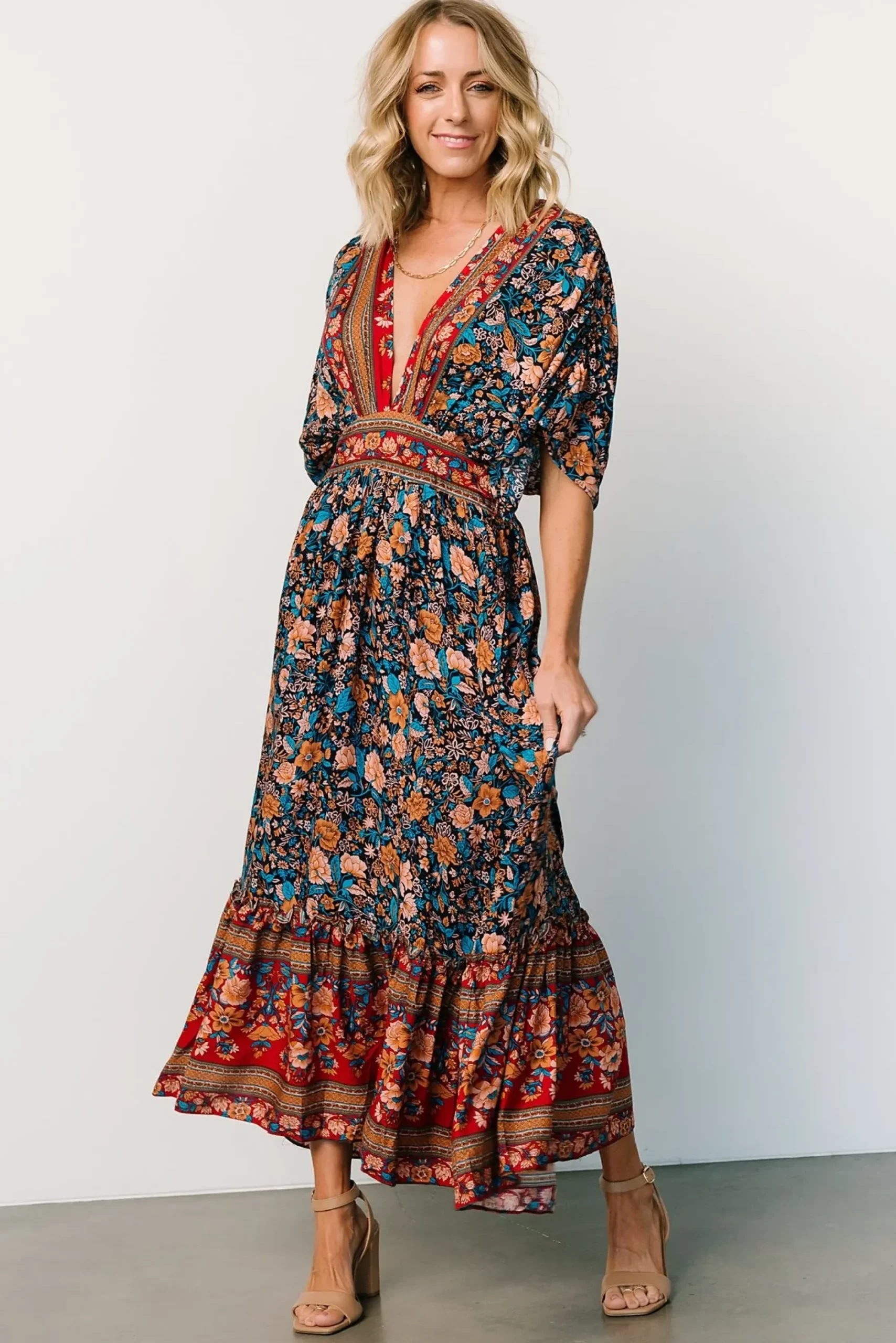 Online Baltic Born Leeanne Midi Dress | Navy Multi Floral