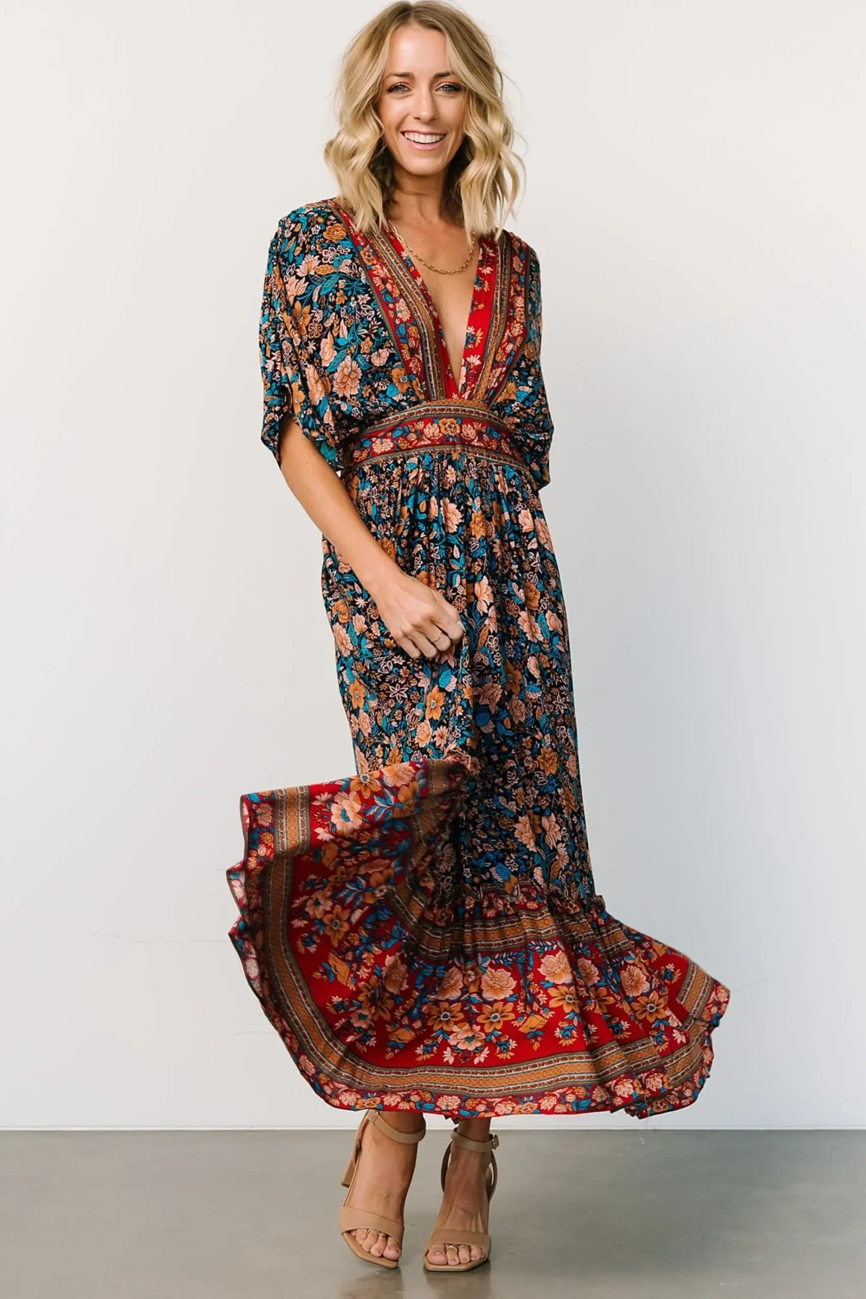 Online Baltic Born Leeanne Midi Dress | Navy Multi Floral