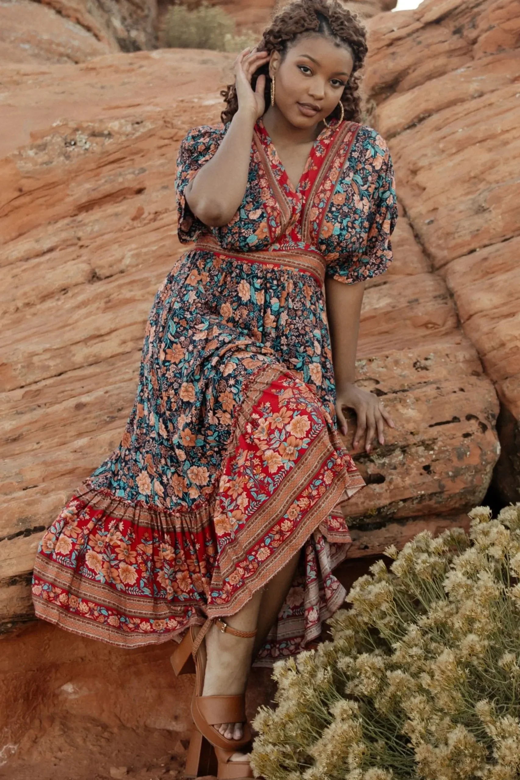 Online Baltic Born Leeanne Midi Dress | Navy Multi Floral