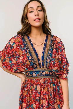 New Baltic Born Leeanne Midi Dress | Red Multi Floral