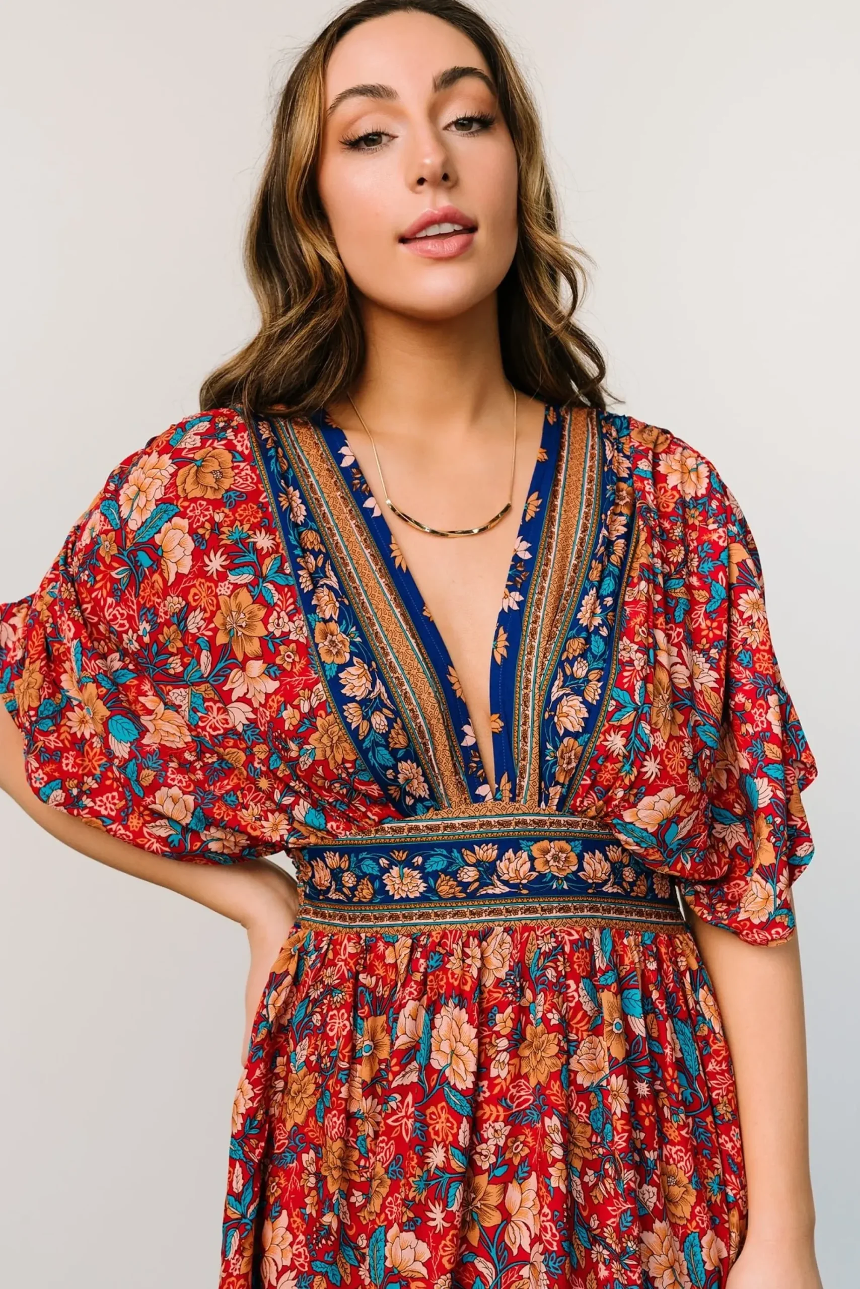 New Baltic Born Leeanne Midi Dress | Red Multi Floral